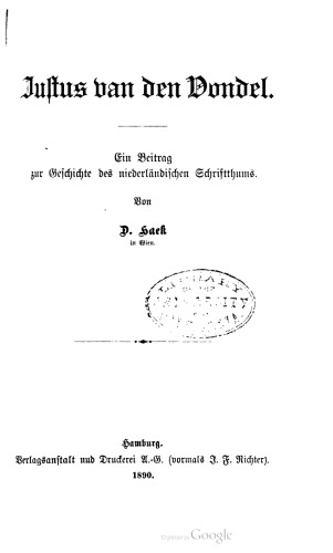 ﻿Justus van den Vondel. کمک به تاریخ نوشتن هلندی [نوشتن]