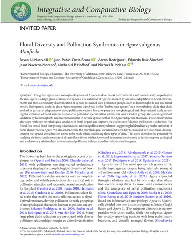 ﻿تنوع گل و سندرم های گرده افشانی در Agave subgenus manfreda