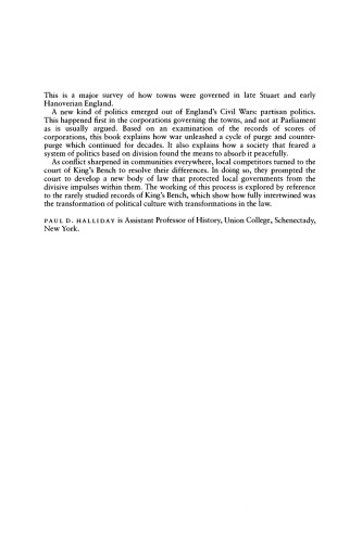 ﻿تجزیه بدن سیاسی: سیاست حزبی در شهرهای انگلستان، 1650-1730