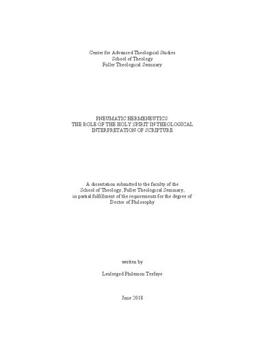 ﻿[پایان نامه] هرمنوتیک پنوماتیک: نقش روح القدس در تفسیر کلامی کتاب مقدس