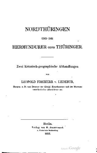 ﻿North Thuringia و Hermundurers یا Thuringians: دو رساله تاریخی-جغرافیایی
