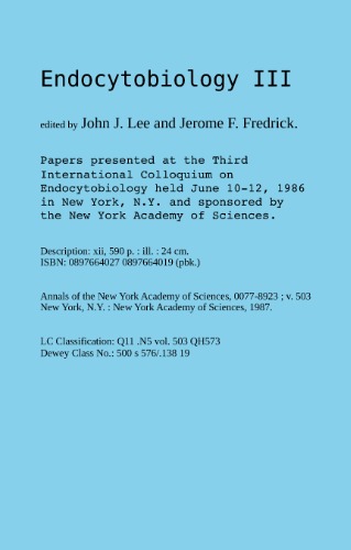 Endocytobiology III (سالانه از آکادمی علوم نیویورک، 503)