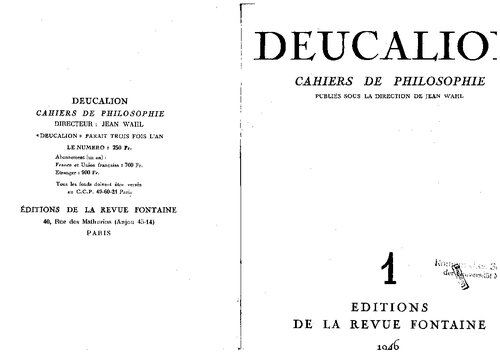 ﻿Deucalion ، Cahiers de Philosophie []