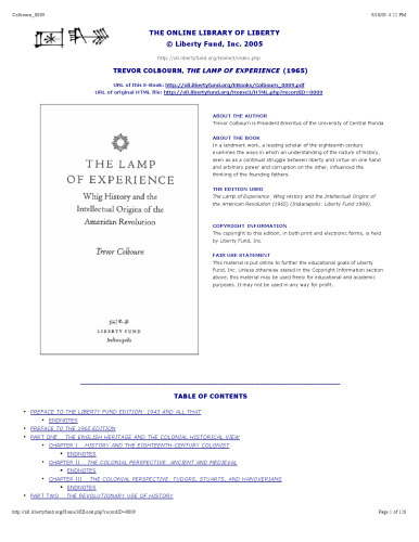 چراغ تجربه. تاریخچه ویگ و ریشه های فکری انقلاب آمریکا