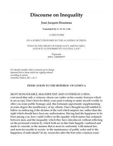 گفتمان درباره منشأ نابرابری