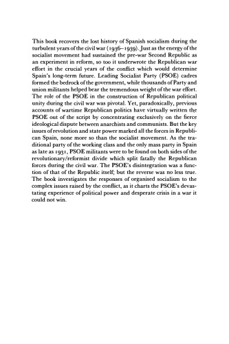 سوسیالیسم و ​​جنگ: حزب سوسیالیست اسپانیا در قدرت و بحران ، 1939-1936