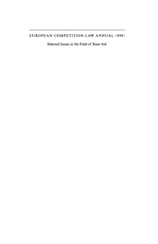 سالانه قانون رقابت اروپا سال 1999: موضوعات منتخب در زمینه کمک های دولتی (سالانه قانون رقابت اروپا)