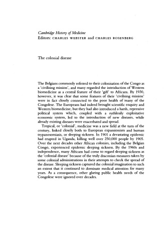 بیماری استعماری: تاریخ اجتماعی بیماری خواب در زائر شمالی ، 1900-1940