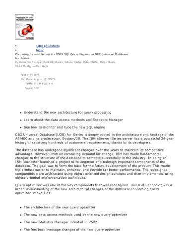 آماده سازی و تنظیم موتور Query V5R2 SQL در بانک اطلاعاتی جهانی DB2 برای Iseries (IBM Redbooks)