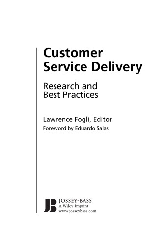 تحویل خدمات به مشتری: تحقیقات و بهترین روشها (سری تمرین های حرفه ای J-B SIOP)