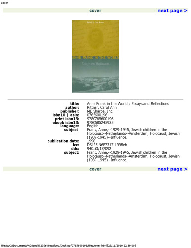 ﻿آن فرانک در جهان: مقالات و تأملات