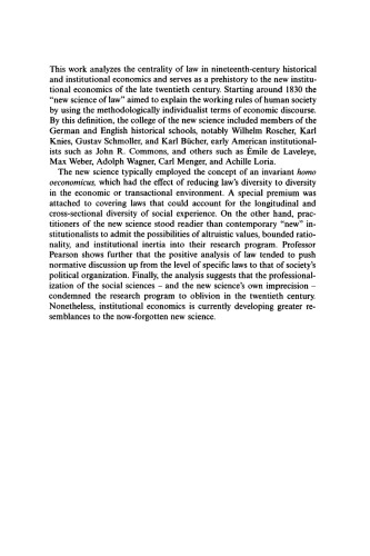 ﻿ریشه های حقوق و اقتصاد: علم حقوق جدید اقتصاددانان، 1830-1930 (دیدگاه های تاریخی در اقتصاد مدرن)