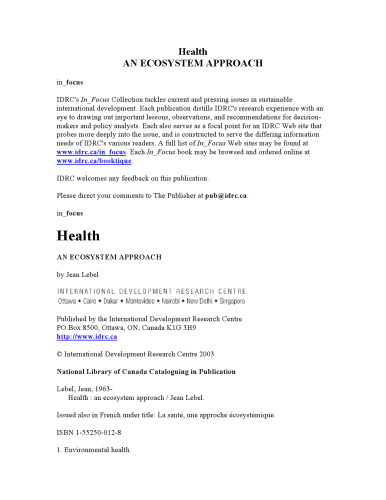 ﻿سلامت: رویکرد اکوسیستمی (در کانون)