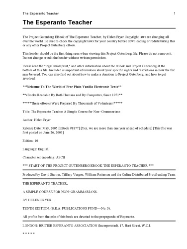 معلم اسپرانتو: یک دوره ساده برای غیر گرامر