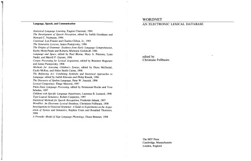 WordNet: بانک اطلاعاتی الکترونیکی واژگان (زبان ، گفتار و ارتباطات)