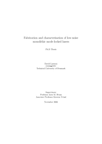 ساخت و خصوصیات لیزرهای دارای حالت یکپارچه با سر و صدای کم صدا