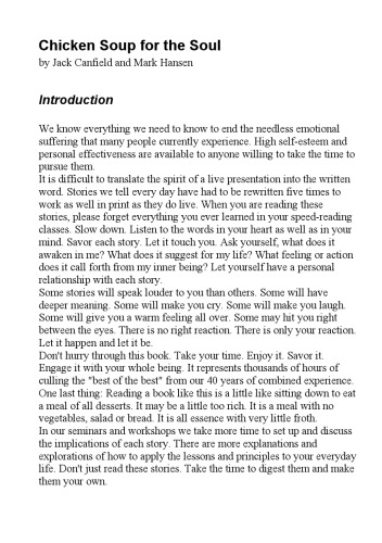 سوپ مرغ برای روح: 101 داستان برای باز کردن قلب و دوباره روح روح