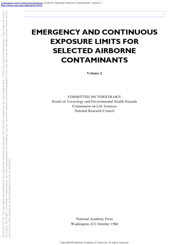 محدودیت های قرار گرفتن در معرض اضطراری و مداوم برای آلاینده های منتخب موجود در هوا: جلد 2
