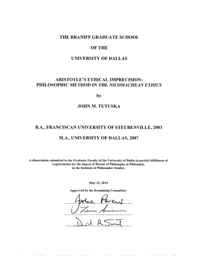 عدم دقت اخلاقی ارسطو: روش فلسفی در اخلاق نیکوماشیان