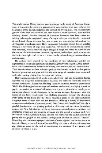 ﻿تاریخ کمبریج ادبیات آمریکا، جلد. 8: شعر و نقد، 1940-1995