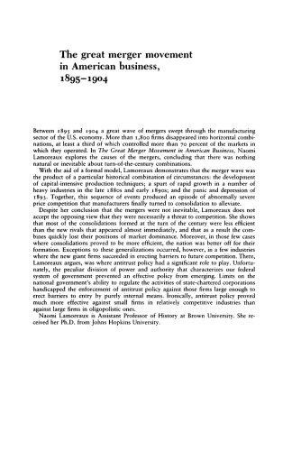 جنبش بزرگ ادغام در تجارت آمریكا ، 1904 - 1895