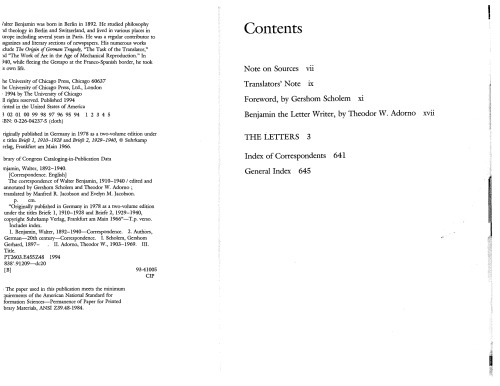 مکاتبات والتر بنیامین ، 1940-1940