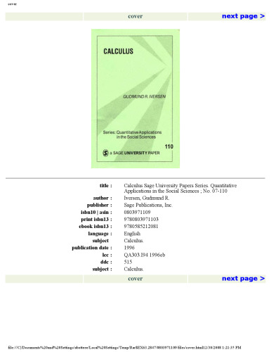 ﻿حساب دیفرانسیل و انتگرال (کاربردهای کمی در علوم اجتماعی)