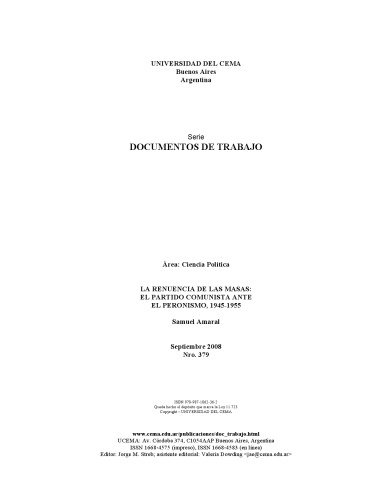 عدم تمایل توده ها: حزب کمونیست قبل از Peronism 1945-1955