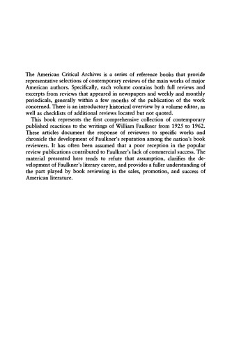 ویلیام فاکنر: بررسیهای معاصر (بایگانی منتقدان آمریکایی)