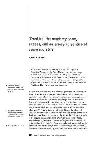 Trashing the Academy: Taste، اضافه و یک سیاست نوظهور از سبک سینمایی