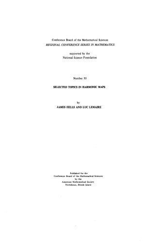 ﻿موضوعات منتخب در نقشه های هارمونیک (مجموعه کنفرانس های منطقه ای Cbms در ریاضیات)