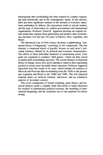 ﻿بازی های بدهی: تعامل استراتژیک در برنامه ریزی مجدد بدهی بین المللی