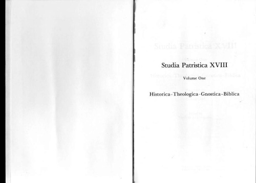 ﻿Studia Patristica XVIII: Historica-Theologica-Gnostica-Biblica، مقالات نهمین کنفرانس بین المللی مطالعات پدری آکسفورد 1983