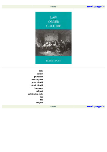 ﻿قانون و نظم فرهنگ (کتاب نمایندگی، 4)