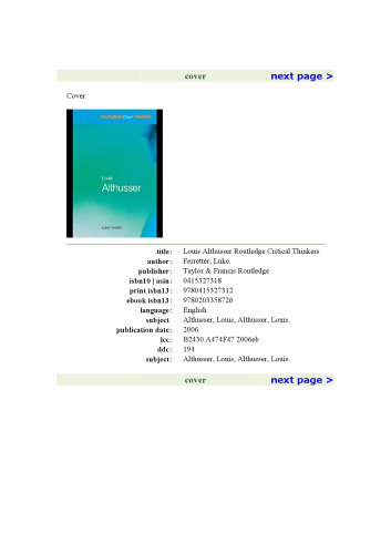 ﻿لوئیس آلتوسر (متفکران انتقادی راتلج)
