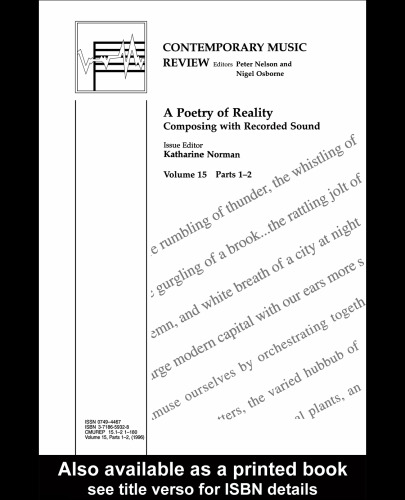 ﻿شعری از واقعیت: آهنگسازی با صدای ضبط شده (مجموعه نقد موسیقی معاصر)