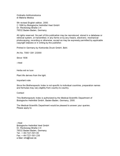 ﻿Ordinatio antihomotoxica et materia medica