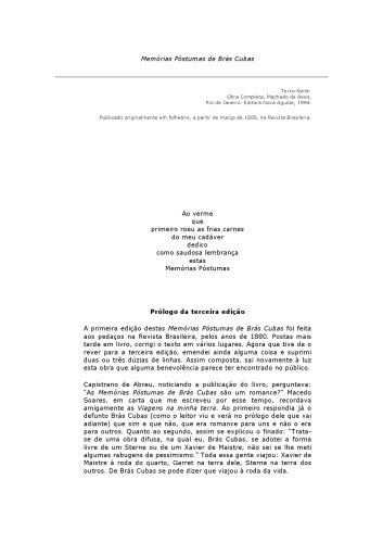 ﻿ادبیات: خاطرات پس از مرگ براس کوباس (نسخه پرتغالی)