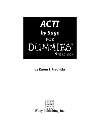 ﻿عمل کن توسط Sage For Dummies (For Dummies (Computer Tech))