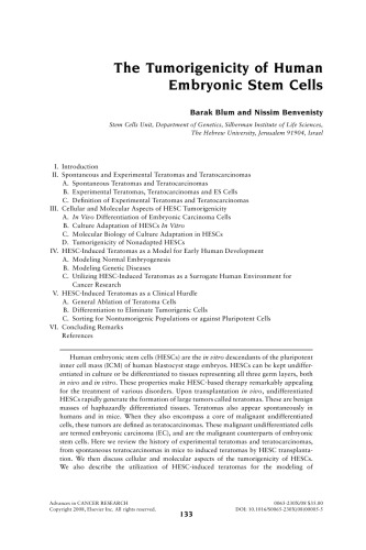 ﻿تومورزایی سلول های بنیادی جنینی انسان