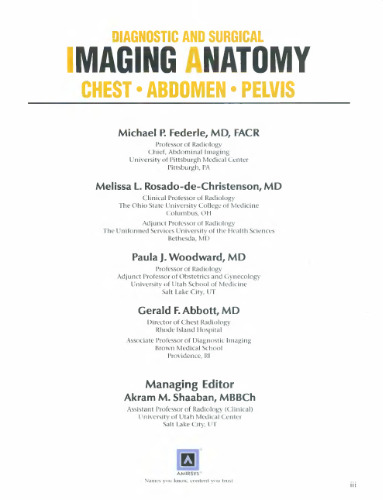 ﻿آناتومی تصویربرداری تشخیصی و جراحی: قفسه سینه ، شکم ، لگن: انتشارات Amirsys®