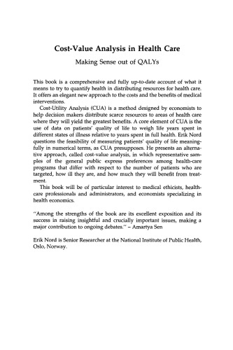﻿تجزیه و تحلیل هزینه-ارزش در مراقبت های بهداشتی: ایجاد حس از QALYS