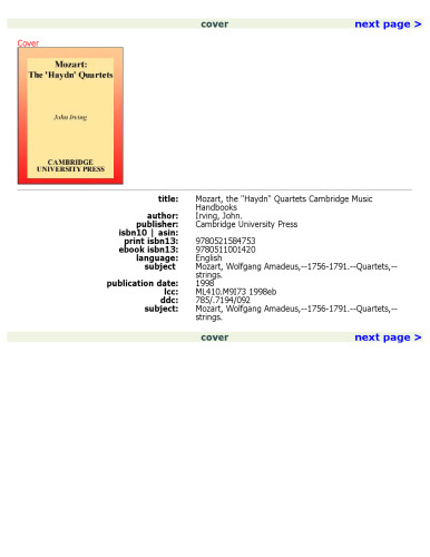 ﻿موتزارت: کوارتت های «هایدن».