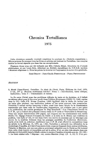 ﻿Chronica Tertullianea and Cyprianea 1975-1999