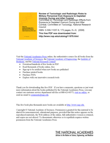 ﻿بررسی خطرات سمی و رادیولوژیک برای پرسنل نظامی ناشی از قرار گرفتن در معرض اورانیوم ضعیف شده در حین و پس از جنگ