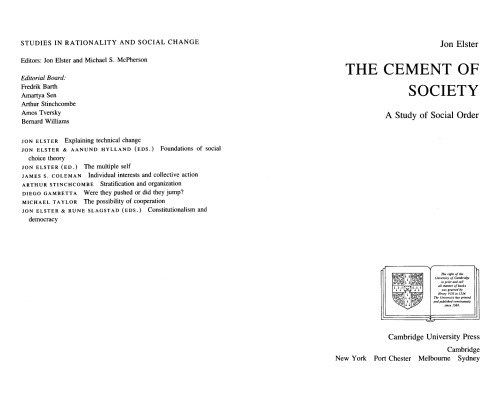 ﻿سیمان جامعه: بررسی نظم اجتماعی (مطالعاتی در عقلانیت و تغییرات اجتماعی)