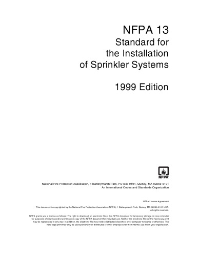 ﻿استاندارد Nfpa 13 برای نصب سیستم های اسپرینکلر، 1996