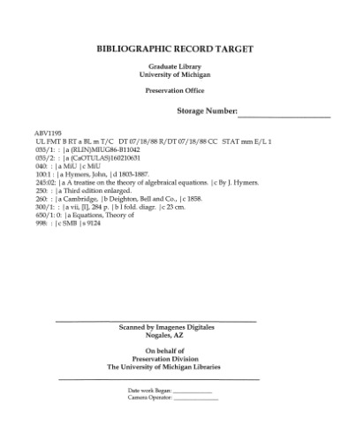 ﻿رساله ای در نظریه معادلات جبری