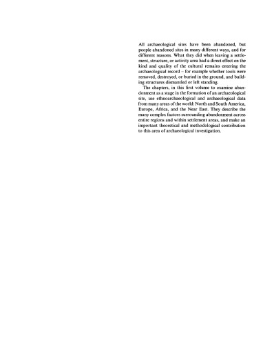 ﻿رها شدن سکونتگاه ها و مناطق: رویکردهای قوم باستان شناسی و باستان شناسی (جهت های جدید در باستان شناسی)