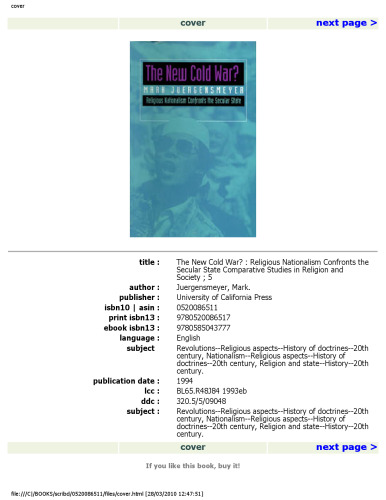﻿جنگ سرد جدید؟ رویارویی ناسیونالیسم مذهبی با دولت سکولار (مطالعات تطبیقی ​​در دین و جامعه)